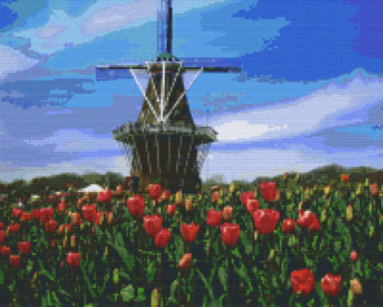 Flower Windmill Sixteen [16] Baseplate PixelHobby Mini-mosaic Art Kits
